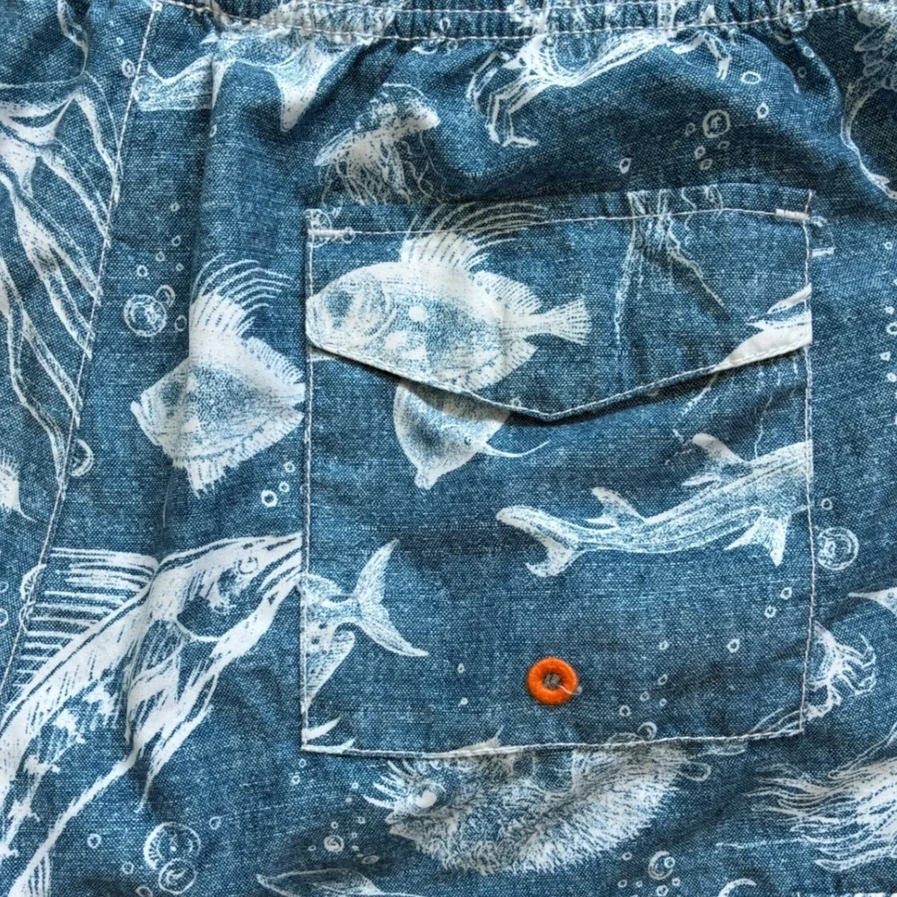 Tommy Bahama Relax Mens Blue Sea Life Marlin Squid Swim Trunks Large